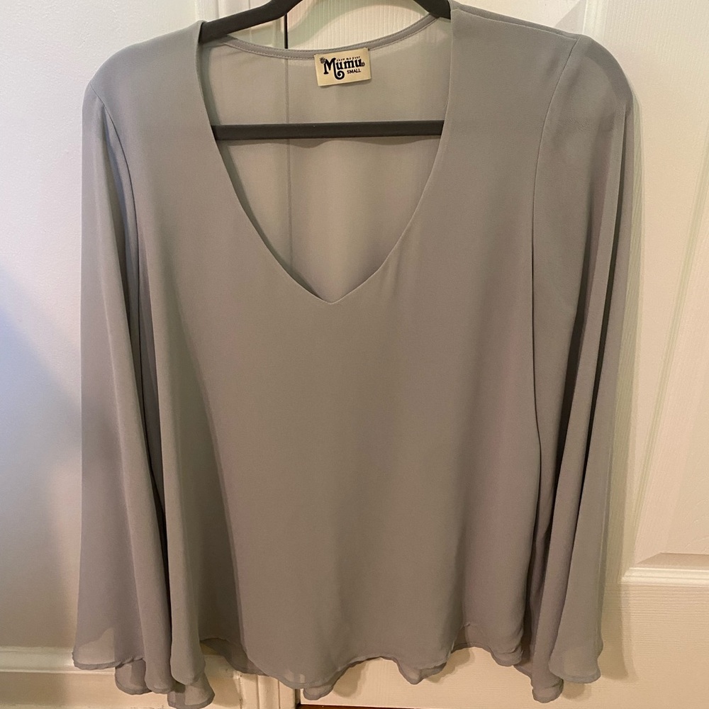 light blue / grey Show Me Your MuMu blouse